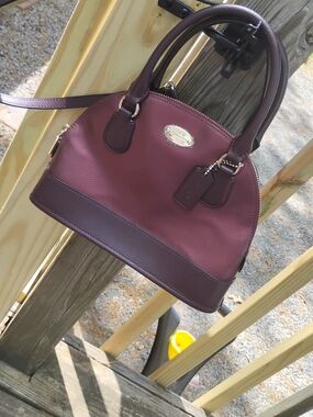 Coach Burgundy Leather Satchel with Gold Hardware